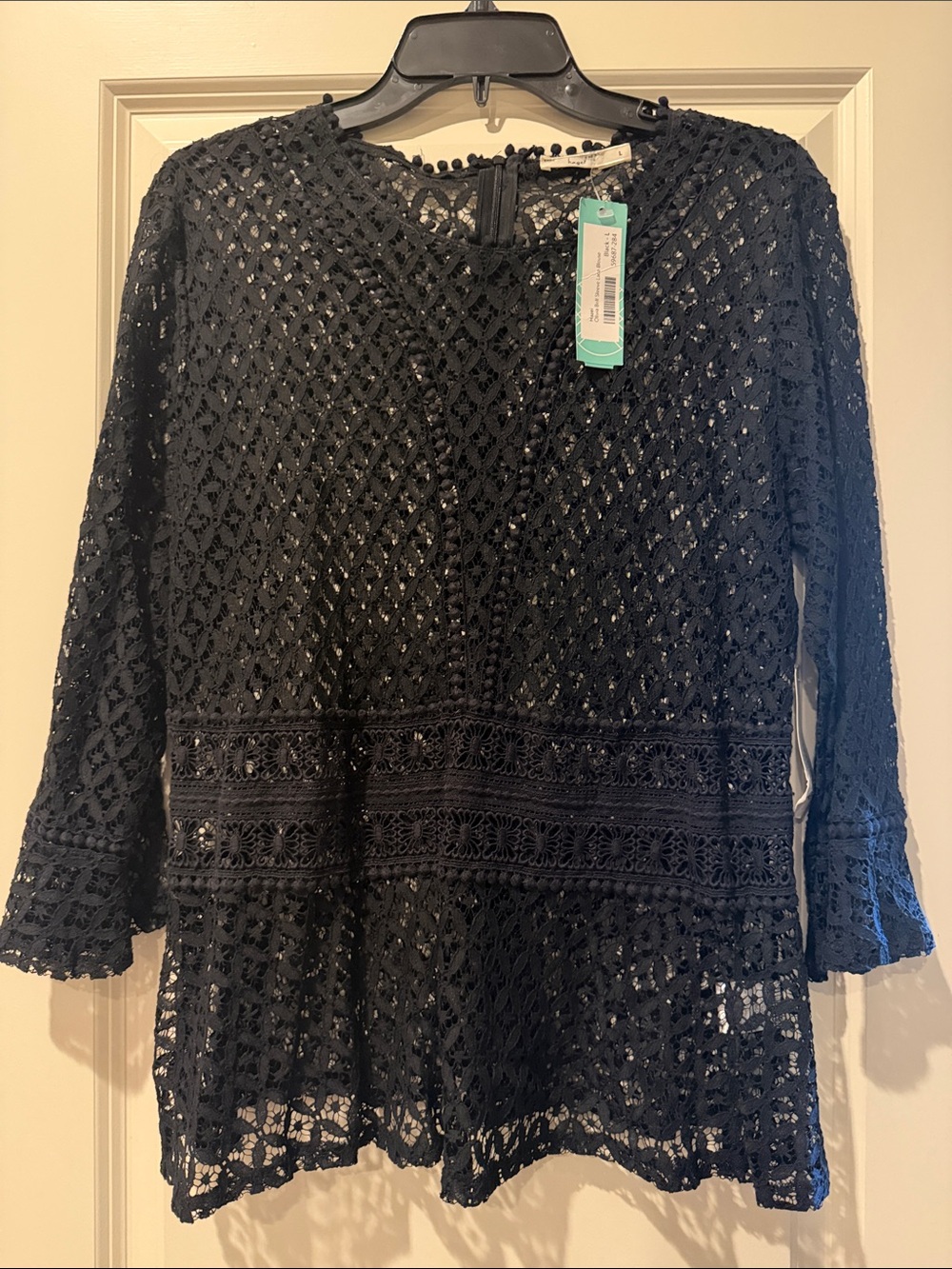 hazel Black Crochet Lace Tunic Top